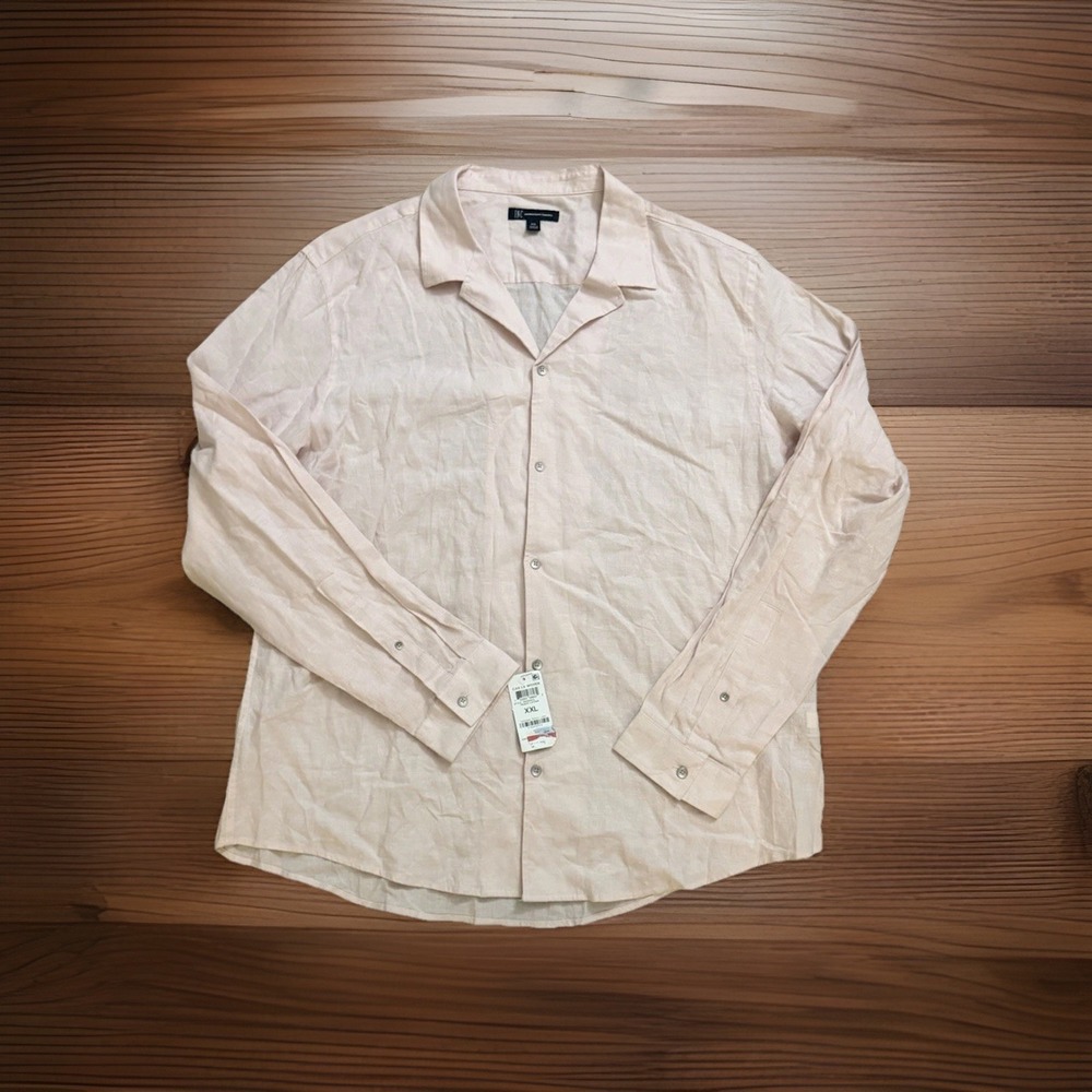 NWT I.N.C. International Concepts Men's XXL Linen Pink Button Down Shirt Relaxed